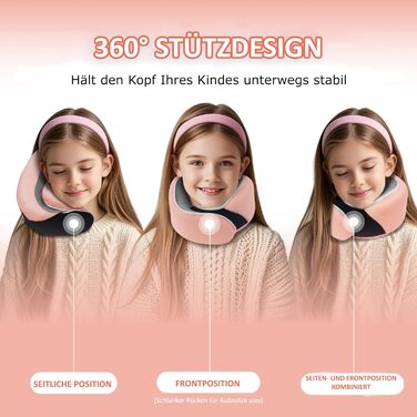 Подушка для шиї ProGlobe, 100% Memory Foam, ортопедична, для подорожей (літак, авто, поїзд), з маскою для сну, сітчаста сумка (світло-рожева)