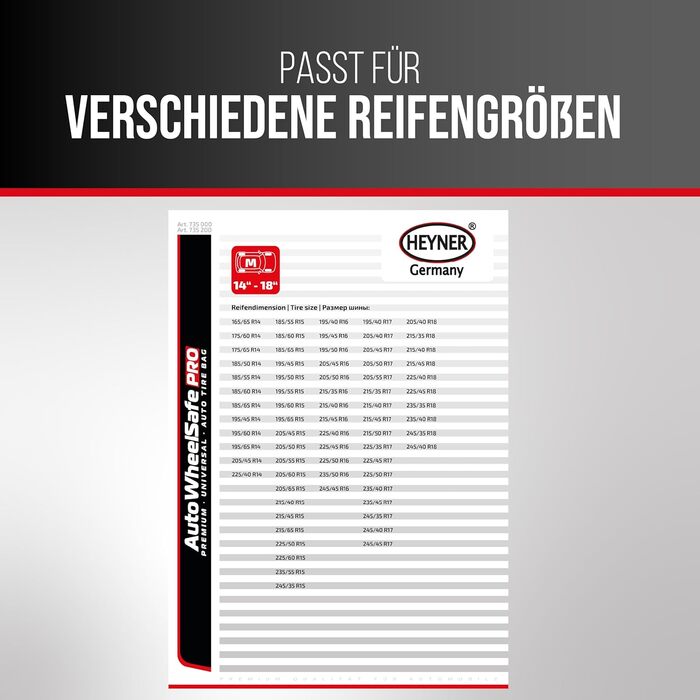 Набір мішків для шин Heyner® 16-22 дюймів SUV, захисні мішки для шин, 4 шт.