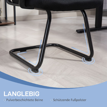 Крісло HOMCOM з ергономічним дизайном, сітчасте сидіння, м'яке пінополіуретанове наповнення, металеві ніжки та колісна база, чорного кольору.