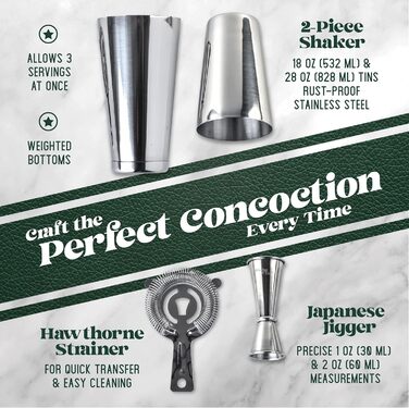 Набір для приготування коктейлів Mixology & Craft Cocktail Set: шейкер, барний аксесуар, сріблястий