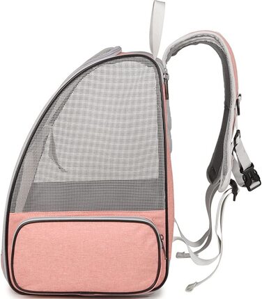 Рюкзак для тварин Kiepoar до 7,5 кг 42х32х38 см сіро-рожевий