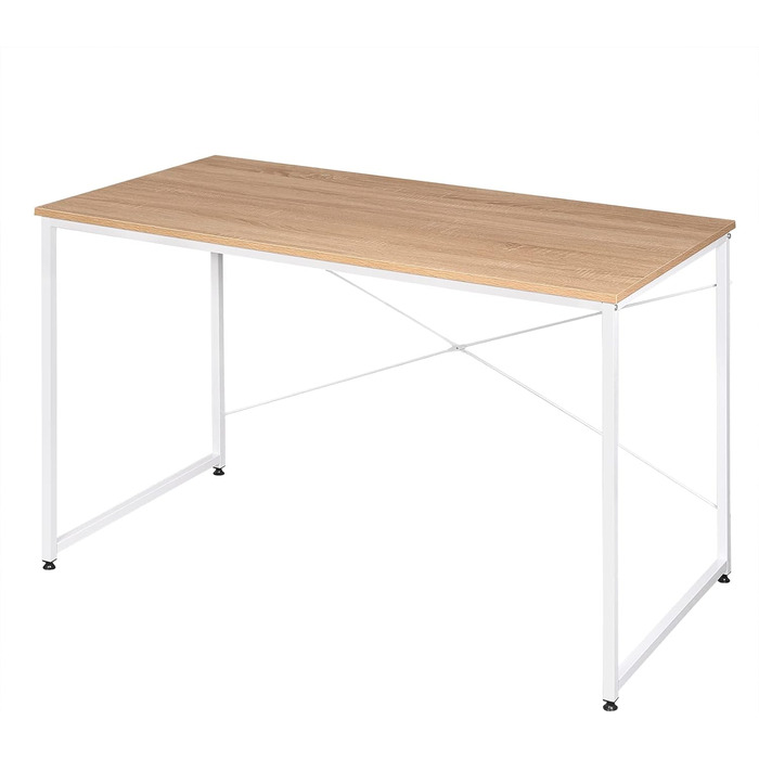 Письмовий стіл Комп'ютерний стіл Офісні меблі Стіл для ПК Офісний стіл Робочий стіл з дерева та сталі, приблизно 120x60x70 см, світлий дуб білий, 08hei