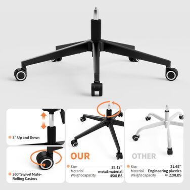 Офісний стіл-крісло Monhey з регулюванням висоти, поворотне з відкидними підлокітниками, дихаюча сітка, регульована підголовник та інтелектуальна підтримка попереку – для дому/офісу, чорний