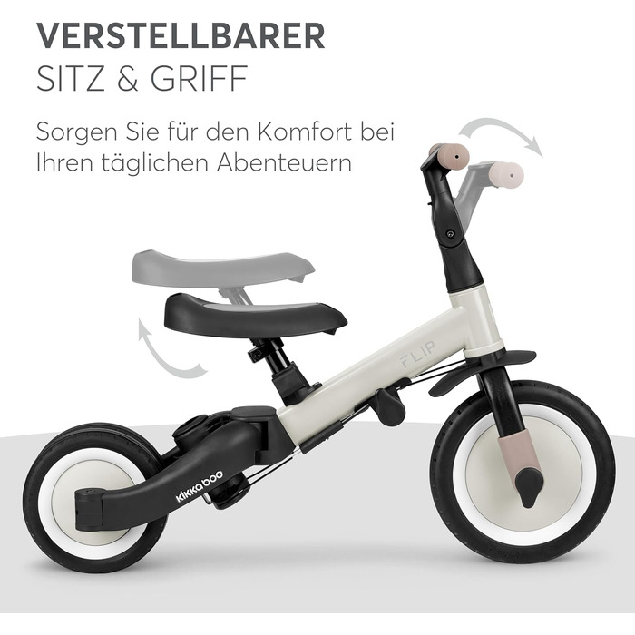 KikkaBoo FLIP Триколісний велосипед 5-в-1, з штовхальною ручкою, від 1 до 5 років, армійсько-зелений (бежевий)