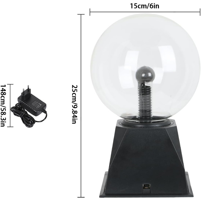 Плазмова куля 15 см Чарівна куля Сфера Світиться на дотик і чутлива до звуку Плазмова куля Світло Електростатична блискавка Куля it Light Освітня іграшка Фізика (червоне світло)