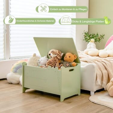 Дерев'яна іграшкова скриня COSTWAY 2 в 1: скриня та табурет, 60 x 33 x 37,5 см, зелена