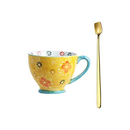Чашка в стилі ретро ACYOUNG об'ємом 500 мл-кавова кружка з квітковим малюнком, кавова кружка вінтажного дизайну Високоякісна порцелянова чашка (9)