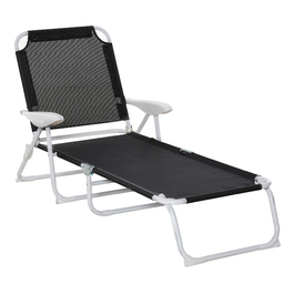 Шезлонг Outsunny Garden Lounger складний 4-х ярусний чорний 186x66x80см з дихаючою сітчастою тканиною для саду та патіо