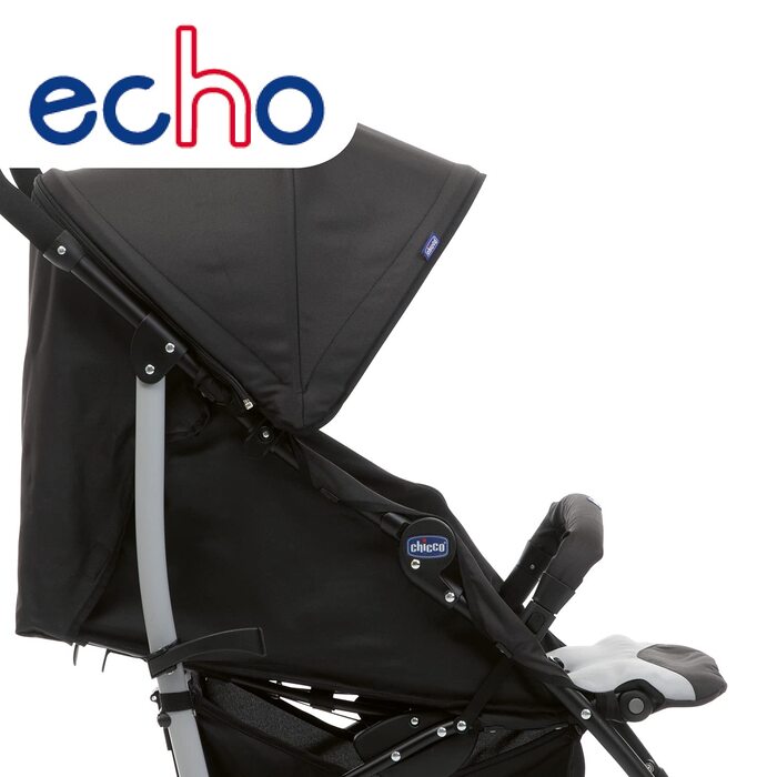 Дитяча коляска Chicco Echo, зелена, для дітей до 22 кг, регульована спинка, великий сидіння, бампер, складаний капюшон, дискові гальма та поворотні колеса