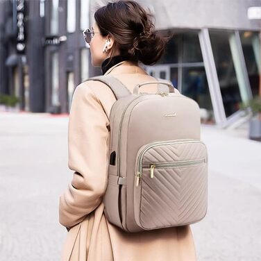 LOVEVOOK Рюкзак для жінок, великий, 15.6 дюймів, для ноутбука, водонепроникний, шкільний, для дівчаток, підлітків, чорний, елегантний, для роботи, для школи, університету, подорожей (15.6 дюймів, Taro-сірий)