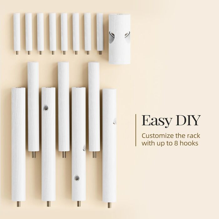 Підвісна шафа Pipishell для одягу, вішалка для курток, 8 гачків, природа (білий)