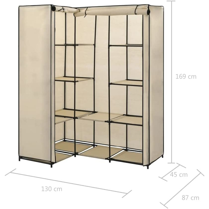 Кутова шафа Кутова шафа Кутова шафа Тканинна шафа Складана шафа Шафа для одягу Шафа для спальні Шафа для одягу Кремова 130x87x169 см