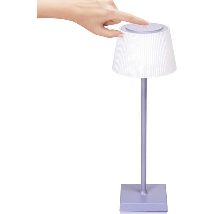 LED лампа Aigostar на акумуляторі, торшери бездротові, торшер з сенсорним керуванням, регулювання яскравості, 3 колірні температури, нічник IP54 вологостійкий для дому та саду, спальня, вітальня, ресторан, сад - (фіолетовий)