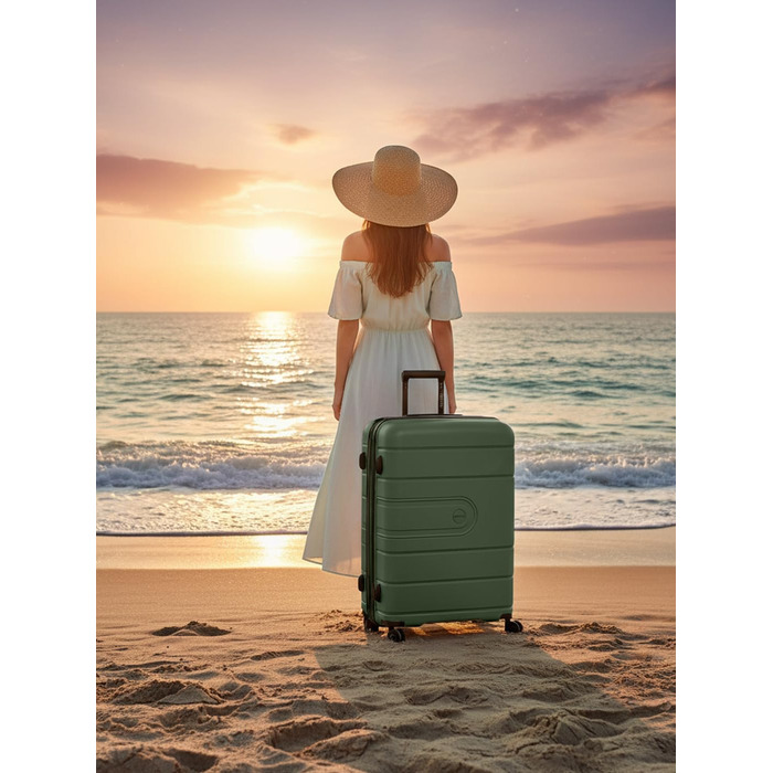 Набір валіз REDOLZ Hartschalen 3 шт. | Розкладні, з поліпропілену, 4 колеса, TSA-замок | Olive (L 76 см)