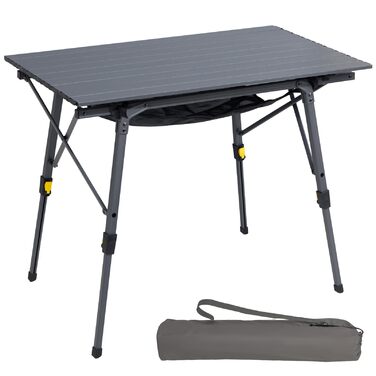 Складаний кемпінговий стіл Portal з регулюванням висоти, алюмінієвий, 90 x 53 см, сірий