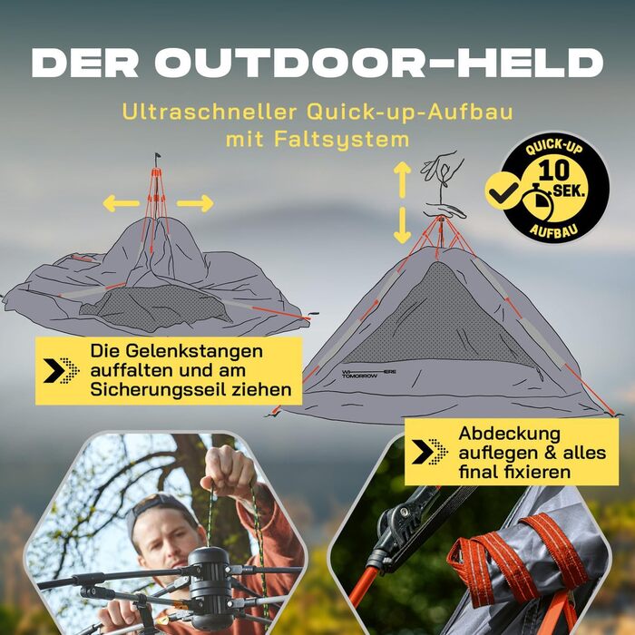 Намет Lumaland Outdoor Pop Up для 2-3 осіб, швидкорозкладний, купольний, для кемпінгу, подорожей, трекінгу та фестивалів, 215x195x120 см, з сумкою для перенесення