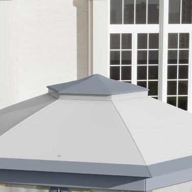 Павільйон шестигранний 4x4 м, сітка-навіс, водовідштовхувальне покриття, вентиляційне дах, сірий+білий