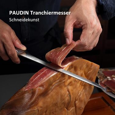 Набір кухонних ножів Paudin 7 предметів з дерев'яним блоком, професійний набір ножів для кухні, високоякісні ножі з ABS ручками