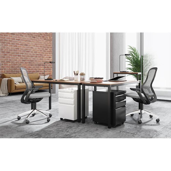 Роликовий контейнер DeHong з металу, мобільний офісний шафка з 3 висувними ящиками, офісний контейнер, з можливістю замка та регульованими паперовими відсіками, збірно-розбірний, для офісу, дому (J-чорний)