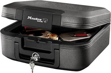 Сейф Master Lock вогнестійкий та водонепроникний з ключем, потрійний захист - від пожежі, води та крадіжок, 7.8L, 16.8 x 39.1 x 36.3 см