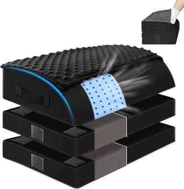 Підставка для ніг під стіл KingPavonini з гелевою піною пам'яті, 3 положення, зігріваюча сумка для ніг, підтримка спини, стегон та ніг, ергономічна підставка для офісного та геймінгового крісла (Чорний)