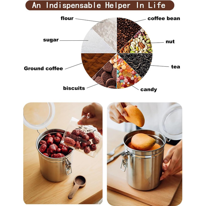 Набір контейнерів для зберігання продуктів (2 шт, 1.8L, нержавіюча сталь)