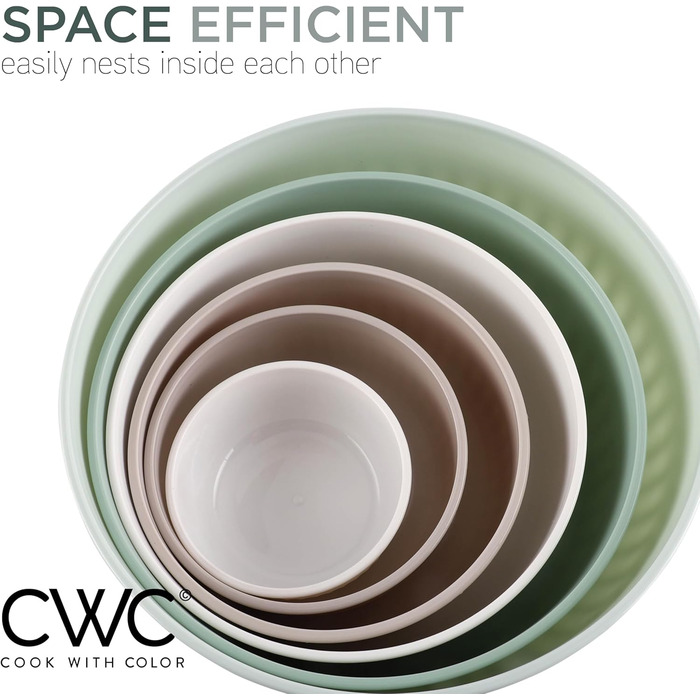 Набір мисок COOK WITH COLOR 12 шт. з кришкою, блакитно-зелений, широкі та глибокі, з можливістю складання, пластик