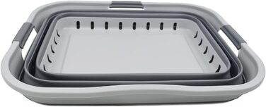 Пластиковий складний кошик для білизни SAMMART 42L-складний висувний контейнер для зберігання / органайзер-портативний кошик для білизни-компактний кошик для білизни (1, Сірий / темно-сірий)
