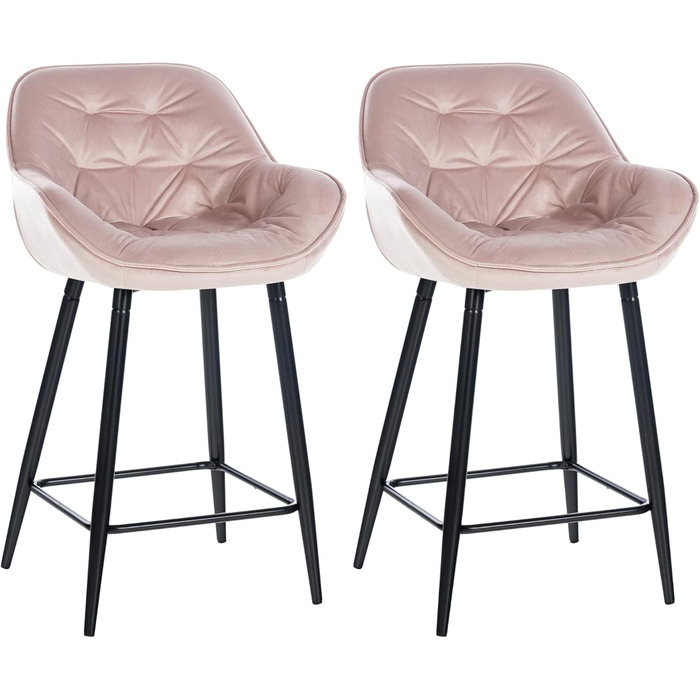 Барні стільці Gibson (2 шт) - рожеві, з підніжкою, з м'яким сидінням, матеріал: велюр