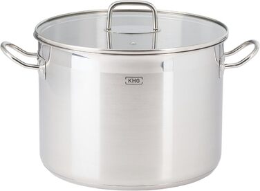 Каструля KHG 14 см з нержавіючої сталі, індукційне дно, 1.5 л, без покриття, для всіх плит (комплект)