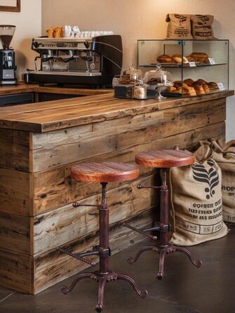 Табурет Topower для кухні в стилі ретро/вінтаж, з дерева, поворотний, регульована висота (мідний)