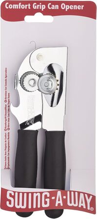 Відкривачка для консервів KitchenCraft Swing-A-Way з нержавіючої сталі з відкривачем для пляшок - 8.5 x 5 x 18 см - Чорний колір