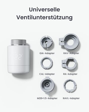 SwitchBot Smart Термостат на радіатор Bluetooth з керуванням через додаток, таймером, енергозбереженням, сумісний з Alexa, Apple Home та Home Assistant (потрібен Hub) - Matter Combo