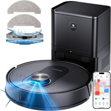 Робот-пилосос Proscenic Q8 Max з функцією миття, 8000Pa, 200хв, станція самоочищення 3л, лазерна навігація, керування через APP, Alexa, Google, Siri