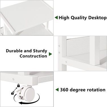 Стійка для принтера IBUYKE з полицею, 3-рівнева, на колесах, для офісу та дому, мобільна, для термопреса, мікрохвильової печі та міні-холодильника TPS001H (Weiß)