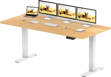 SANODESK електричний стіл для роботи стоячи та сидячи 180x80 см, 2 мотори, пам'ять висоти, білий+клен