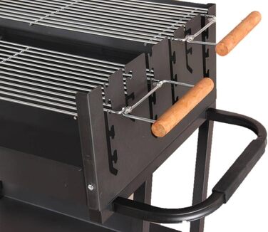 Мангал Tarrington House Brigida з чавунною решіткою, сталь, 2 регульовані решітки, на колесах, чорний