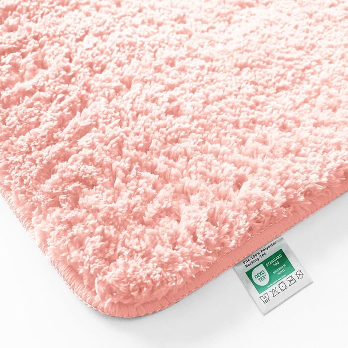 М'який килимок для ванної кімнати Casa Pura Rosa Sky, 80x150 см - Шерстистий, нековзний, для душу, рожевий