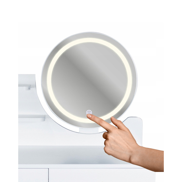 Туалетний столик Jumi, світлий дуб, з дзеркалом та 2 шухлядами, матовий, 80x122x40 см