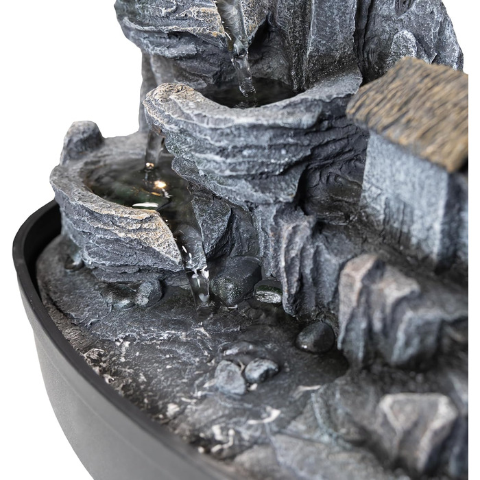 Кімнатний фонтан Лемодо з LED-підсвічуванням, 3-рівневий, для дому, офісу, 27x19x33 см