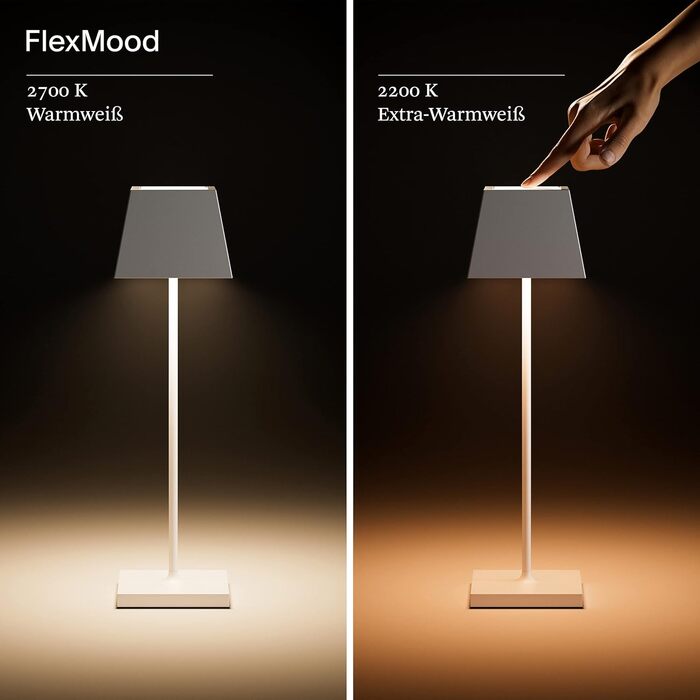 LED-лампа SIGOR Nuindie на акумуляторі, диммувана, для дому та вулиці, IP54, висота 38 см, біла, 12 годин роботи