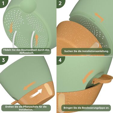Набір горщиків для квітів ZMTECH 2 шт. 25/30 см з підставкою, самополив, пластик, для дому та саду