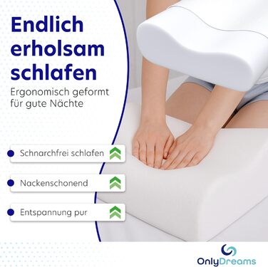 Ортопедична подушка для шиї OnlyDreams з гелевим шаром | Регульована висота + вибір жорсткості | Чохол з алое вера | Підходить для сну на спині, животі та боці - Oeko-Tex (Basic, 50x32x11/9 см)