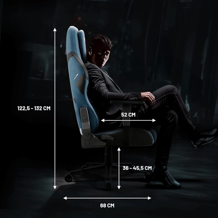 Ігровий крісло Diablo Gaming X.One Prime з підголівником та системою охолодження. Міцний металевий каркас, регульовані підлокітники. Макс. навантаження 140 кг.