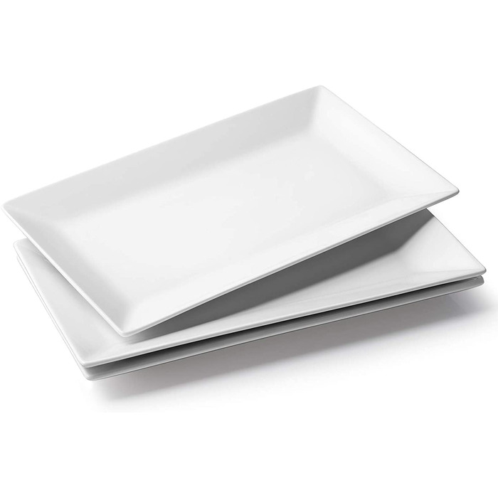 Набір з 3-х прямокутних тарілок 35,6 х 20,3 см, білий Dowan