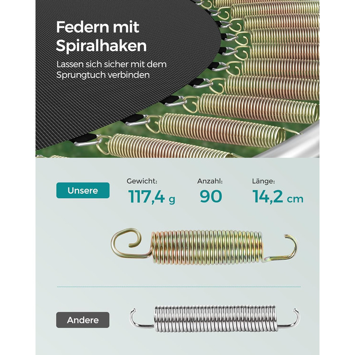 Батут SONGMICS вуличний Ø427 см з захисною сіткою та драбиною, чорно-зелений