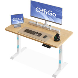 Електричний регульований стіл OffiGo 120x60 см з двома моторами, USB-порт, 3 функції пам'яті, дуб