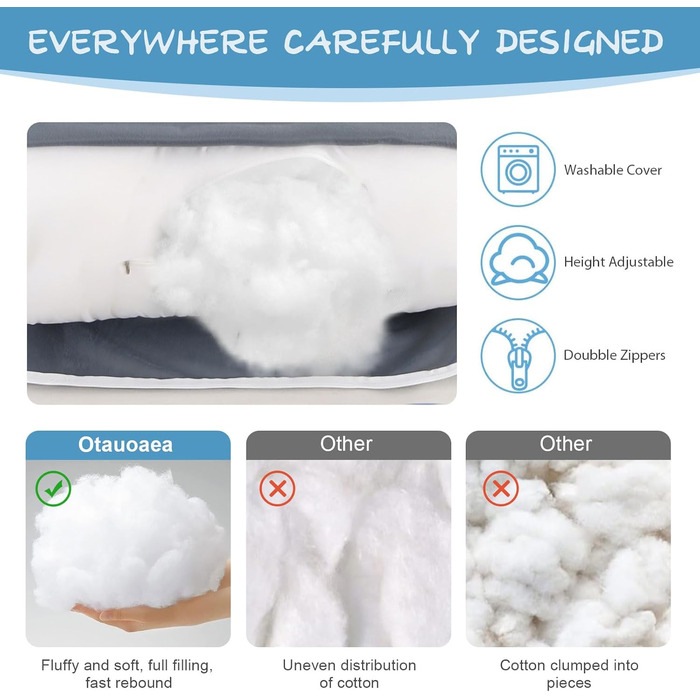 Подушка для вагітних Otauoaea J-подібної форми, подушка для годування XXL, подушка для сну на боці, 145x70 см (світло-сіра)