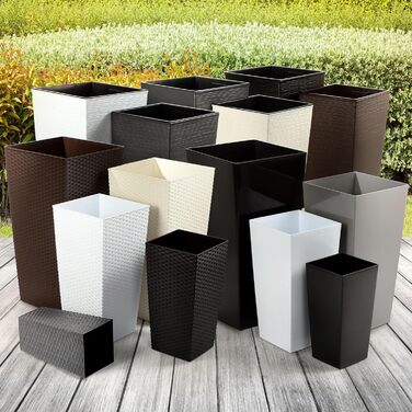 Набір з 3 горщиків для квітів KADAX, Мокко Ратан, 36/46,5/57,5 см, вологостійкий пластик