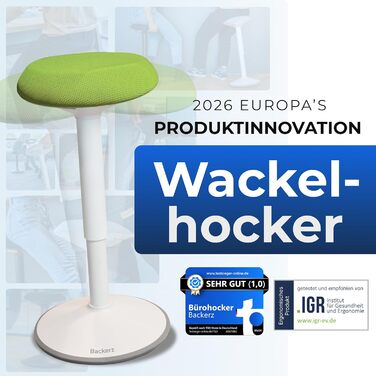 Ергономічний стілець-хокер для офісу та дому, регульована висота 55-80 см, зелений, з ефектом балансування